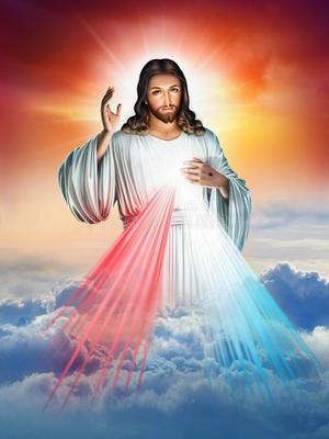 Divine Mercy Image on the Clouds